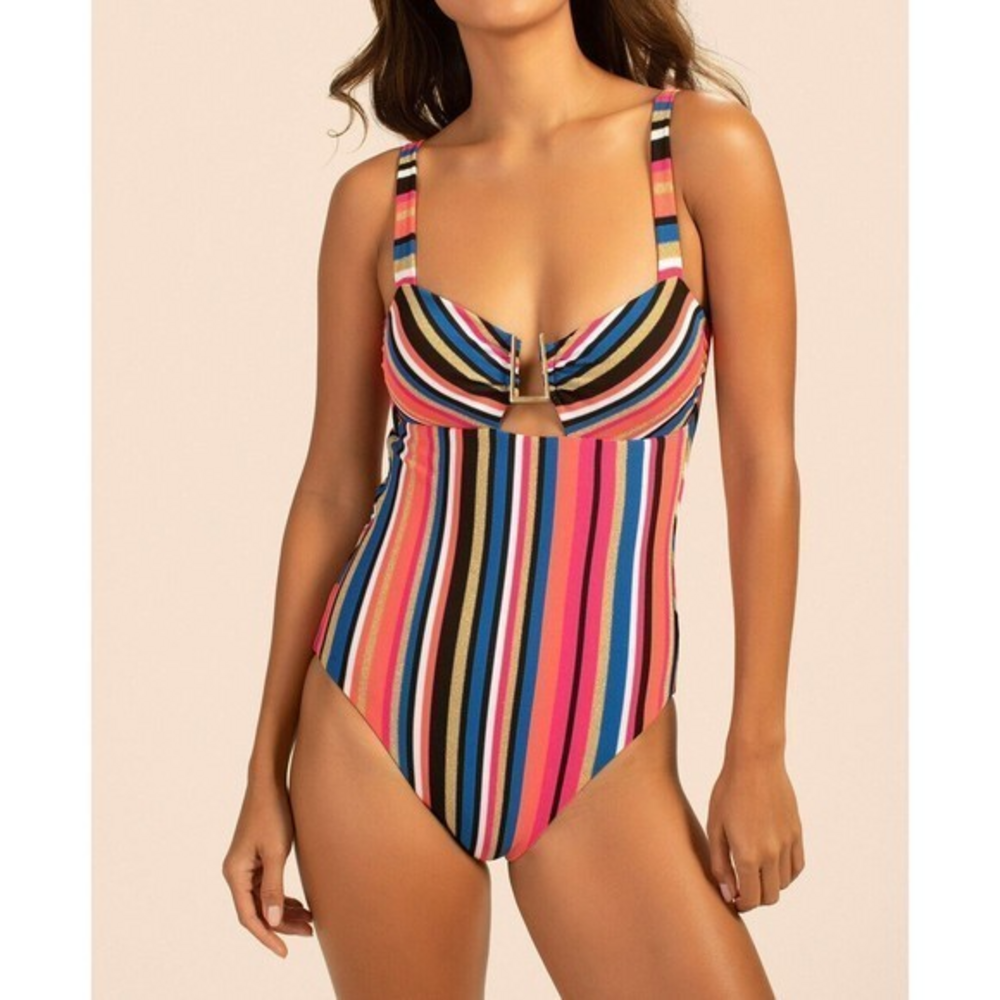 Trina Turk LUX PIQUE STRIPE BANDEAU MAILLOT ONE PIECE‎